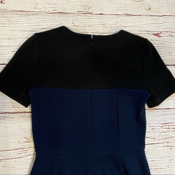 Madewell Gallerist Ponte Dress Colorblock Black Navy Sz 2 - Picture 7 of 13